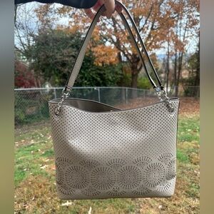 Tory Burch Perforated Shoulder Bag in Gray